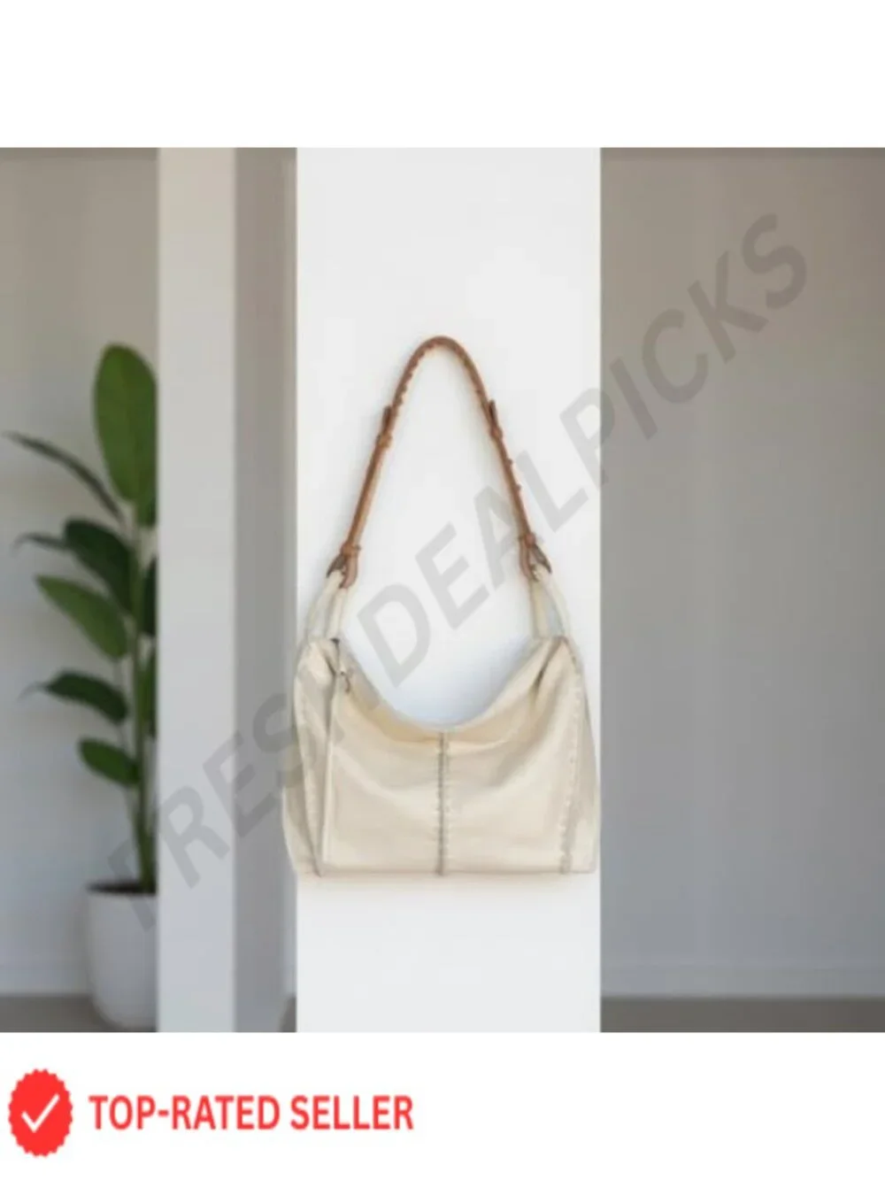 Large Leather Hobo Purse with Zipper Pocket Shoulder Bag Travel Handbag